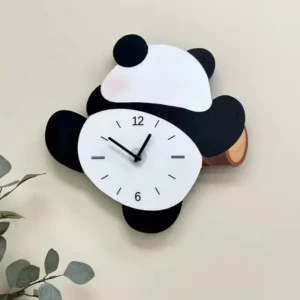 Cute panda clock made of wood with minimalist design