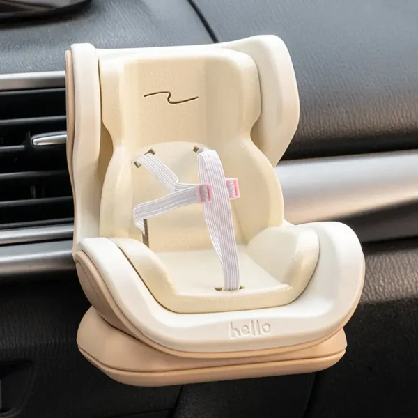 Cream beige Labubu car seat decoration mounted on air vent