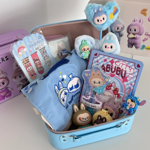 Labubu makeup bag with 11 accessories and organized compartments