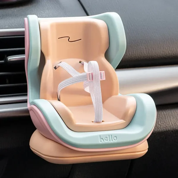 Multicolor Labubu seat mounted on vehicle air vent