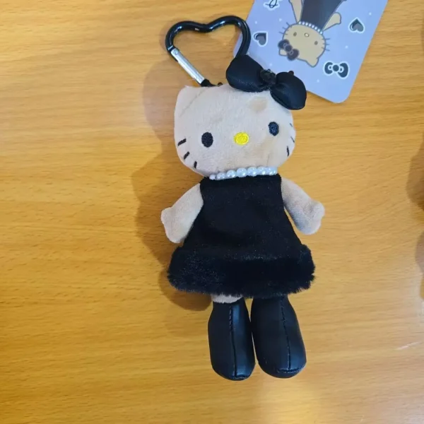 Kawaii Sanrio Hello Kitty Plush Keychain with heart buckle, long legs, leopard, pink tail