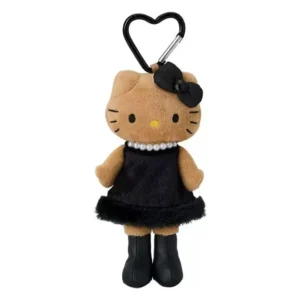 Kawaii Sanrio Hello Kitty Plush Keychain with heart buckle, long legs, leopard, pink tail