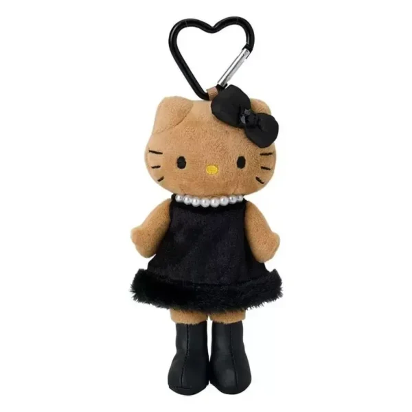 Kawaii Sanrio Hello Kitty Plush Keychain with heart buckle, long legs, leopard, pink tail