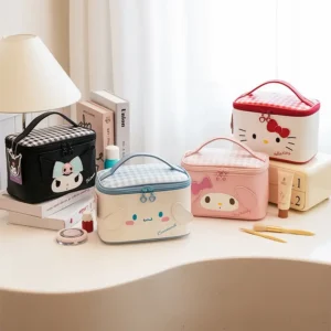 Sanrio PU leather makeup bag featuring Kuromi character